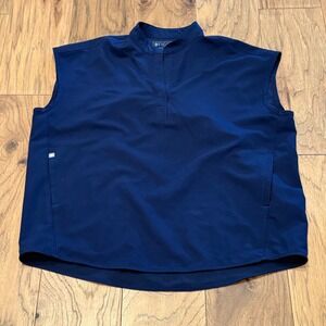 FIGS Technical Collection Navy Blue Sleeveless Mandarin Collar Scrub Top Medium